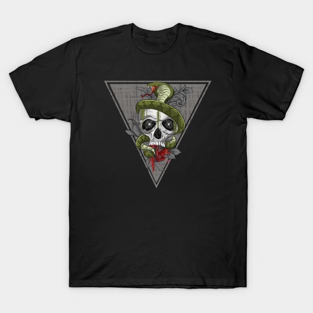 Skull With Rose and Snake T-Shirt by Trendy Black Sheep